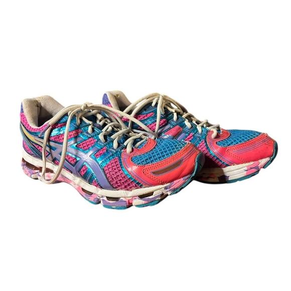 ASICS Gel Kayano 19 Women’s Size 13 Running Sneakers Multicolor DuoMax Pink Teal - Picture 3 of 13